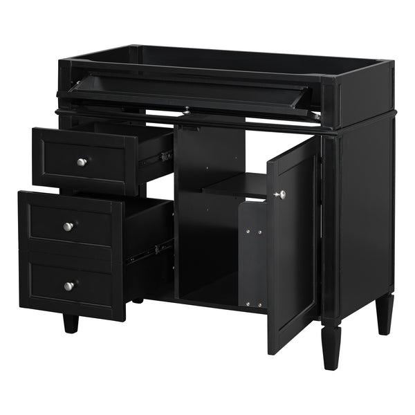 English Elm 36'' Modern Bathroom Vanity Cabinet With 2 Drawers, Tip-Out Storage & Solid Wood Frame Design N710P256582B