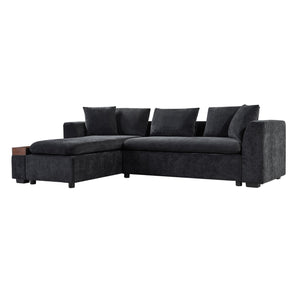 English Elm Sectional Chenille L-Shaped Sofa with Hidden Wooden Storage, Deep 18.9" Seats & Pocket Springs Black N719S001970B