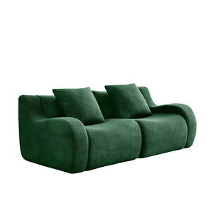 English Elm Soft Teddy Fabric Boneless Sofa with Plush Curved Arms, No Assembly, High-Density Comfort, Anti-Slip Stability Green W714P357241