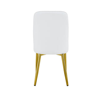 English Elm Table and Chair Set Marble Glass Top Gold Legs Pu Leather Seats Modern Dining Black,White+Gold W1151S04651