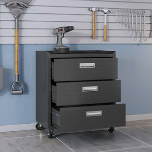 English Elm Rolling Metal Garage Cabinet with Locking Doors Diamond Texture Industrial Storage Charcoal Grey B365P398219