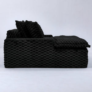 English Elm 51 Compact Comfort Sofa with Turtle Fleece, Sponge Support, Two Pillows, 400lb Capacity for Small Spaces Black W3371P326399