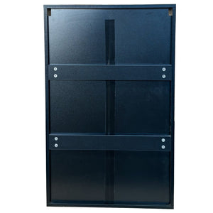 English Elm Wall Mounted Glass Door Cabinet Black Metal Frame Modern Storage for Bath or Kitchen W331P382347
