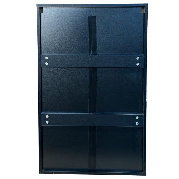 English Elm Wall Mounted Glass Door Cabinet Black Metal Frame Modern Storage for Bath or Kitchen W331P382347