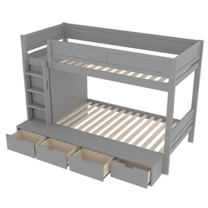 English Elm Twin Triple Bunk Bed Metal L-shaped Frame Sleeps Three Kids White Finish W1580S00474