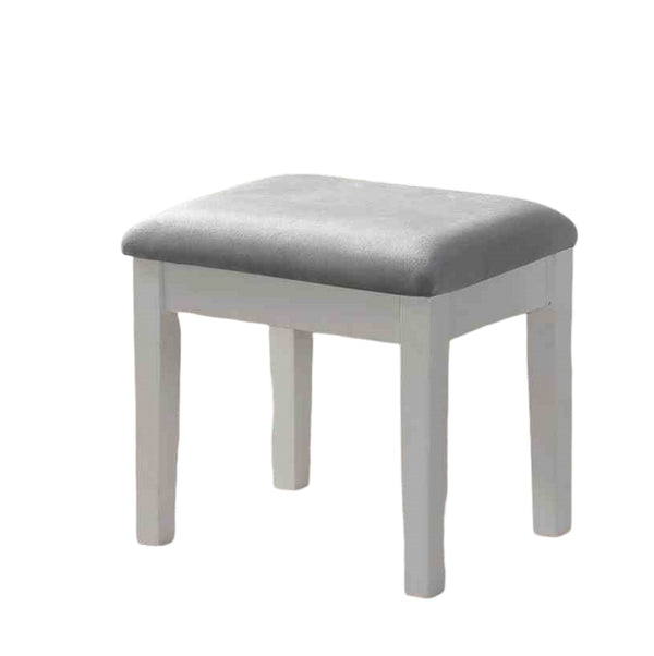 English Elm Contemporary Glam Vanity with Rhinestone Trim and Tempered Glass Top, High Gloss Finish, Illuminated Appeal Gray,White 26 L x 21 W x 32 H B2741S00685