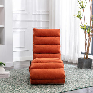 English Elm Linen Ergonomic Massage Chaise Lounge with Remote Control, 140° Recline, Foam Cushion Comfort and Sturdy Frame Orange W39539622