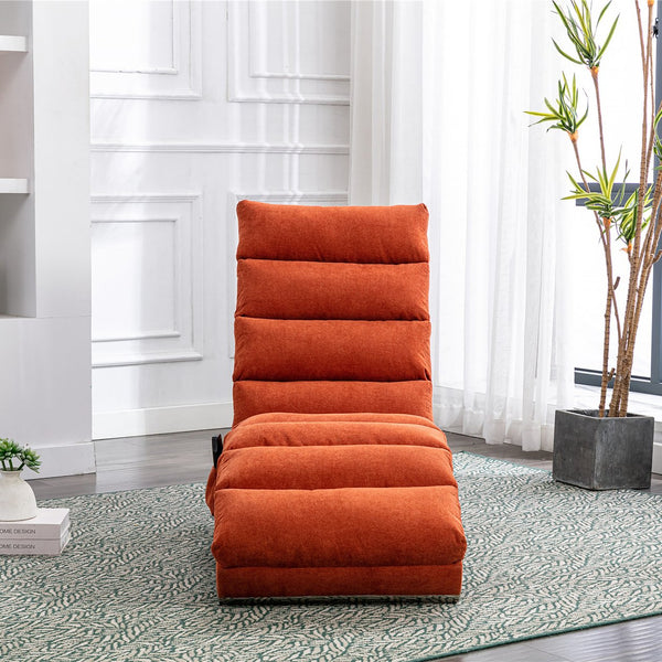 English Elm Linen Ergonomic Massage Chaise Lounge with Remote Control, 140° Recline, Foam Cushion Comfort and Sturdy Frame Orange W39539622