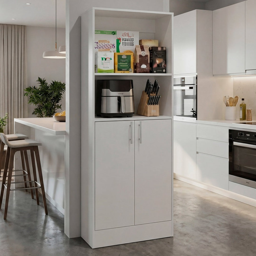 English Elm Juls Tall Pantry Cabinet with Open Shelves and Enclosed Storage for Any Room B070P474243