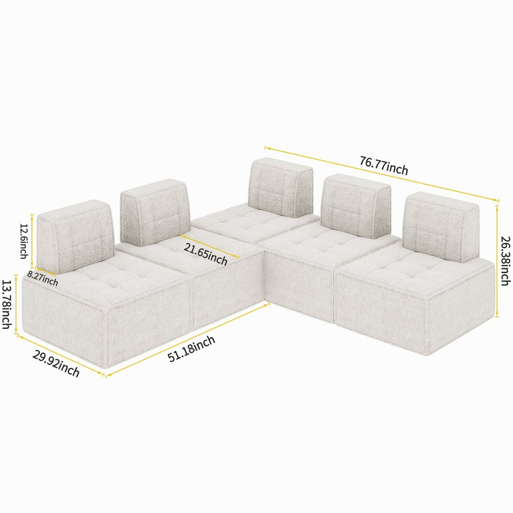 English Elm L-shaped Modular Floor Sofa Plush Sherpa Sectional for Living Room Reading Nook W1960S00017