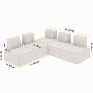 English Elm L-shaped Modular Floor Sofa Plush Sherpa Sectional for Living Room Reading Nook W1960S00017