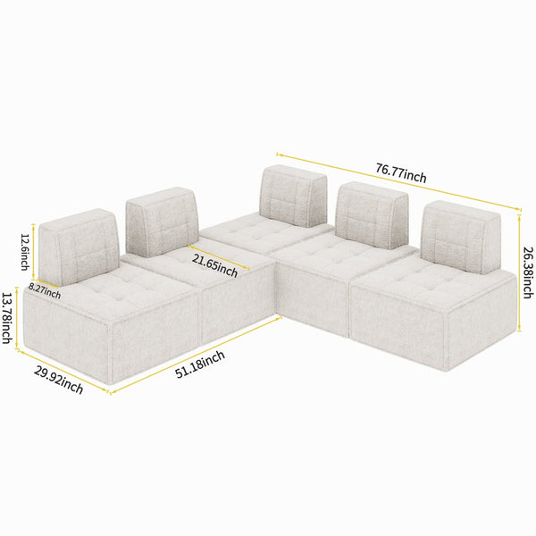 English Elm L-shaped Modular Floor Sofa Plush Sherpa Sectional for Living Room Reading Nook W1960S00017