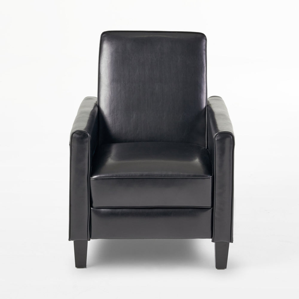 English Elm Christopher Knight Home® - Black Black Fax Leather Push Back Chair — Ergonomic PU Leather Recliner, Plush Padding, Durable Frame 52422.00PUBLK