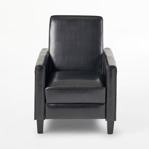 English Elm Christopher Knight Home® - Black Black Fax Leather Push Back Chair — Ergonomic PU Leather Recliner, Plush Padding, Durable Frame 52422.00PUBLK