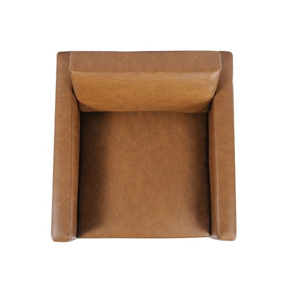 English Elm Fiam Contemporary Faux Leather Accent Armchair with Sleek Matte Black Metal Legs B056P416976