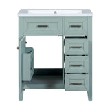 English Elm 30" Bathroom Vanity With Sink Combo, Green Bathroom Cabinet With Drawers, Solid Frame and Mdf Board