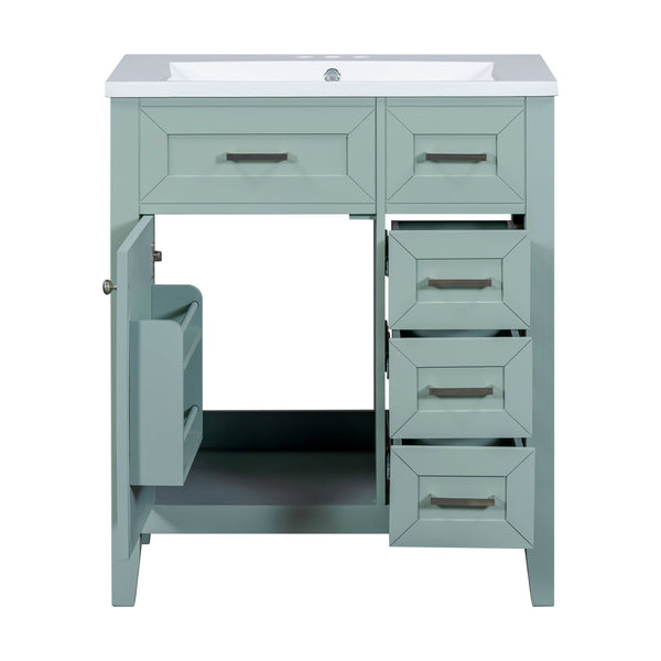 English Elm 30" Green Bathroom Vanity With Sink Combo - Modern Design, Solid Wood, Ample Storage & Easy Install N725S999222F