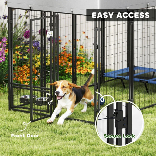 English Elm Spacious Steel Wire Outdoor Dog Run with Uv Cloth Roof and Lockable Gate Access T3971P466674