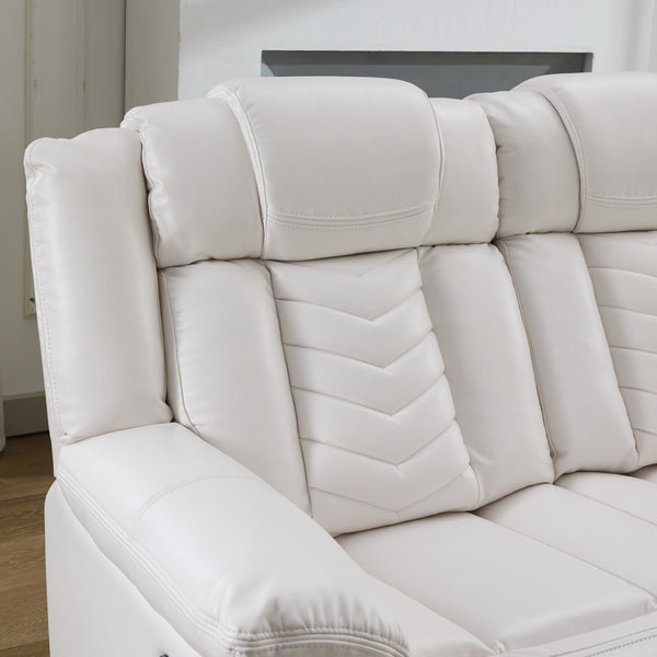 English Elm Ms Two Piece Manual Reclining Sofa Set Faux Leather Led Ambient Living Room White W1805S00178