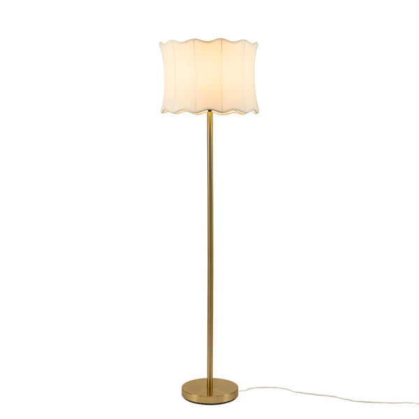English Elm 1- Piece Fluted Polyester Shade Floor Lamp with Polished Iron Base for Living Rooms B035P482969