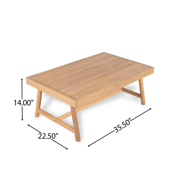 English Elm Christopher Knight Home® - Patio Acacia Wood Rectangle Coffee Table Teak-Inspired Finish, Solid Wood, Low-Maintenance Outdoor Chic N772P262274B