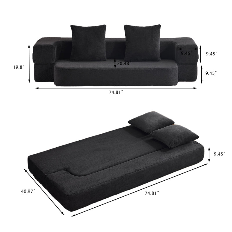English Elm Ebern Designs Transformable Sectional Sofa Bed - Compact Chenille Lounger For Small Spaces & Flexibility W1829P280220