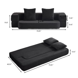 English Elm Ebern Designs Transformable Sectional Sofa Bed - Compact Chenille Lounger For Small Spaces & Flexibility W1829P280220
