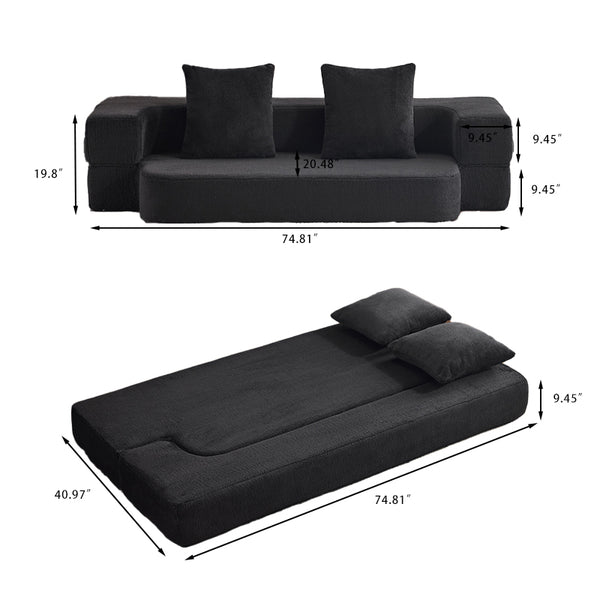 English Elm Ebern Designs Transformable Sectional Sofa Bed - Compact Chenille Lounger For Small Spaces & Flexibility W1829P280220