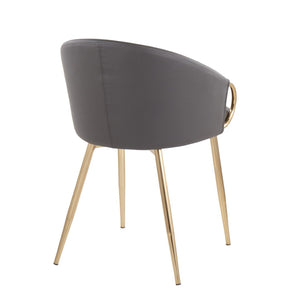 English Elm Chair with Silver Metal Frame and Padded Faux Leather Seat for Modern Dining Spaces Grey+Gold B202P471296