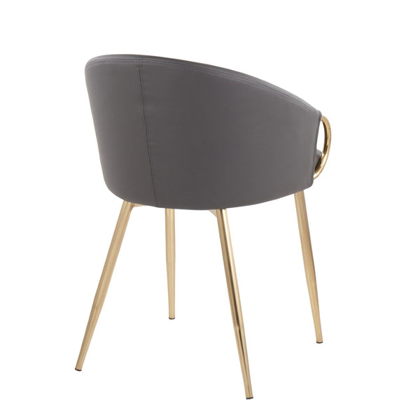 English Elm Chair with Silver Metal Frame and Padded Faux Leather Seat for Modern Dining Spaces Grey+Gold B202P471296