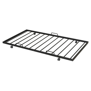 English Elm Twin Metal Bunk Bed with Trundle, Lateral Storage Ladder & Wardrobe | Space-Saving Durable Design Black SF000173AAB