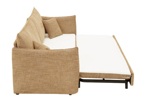 English Elm Cadie Mocha Chenille Sofa Bed with 2 Pillows — Tufted Full-Size Sleeper, Pocket Coil Comfort B2726S00569