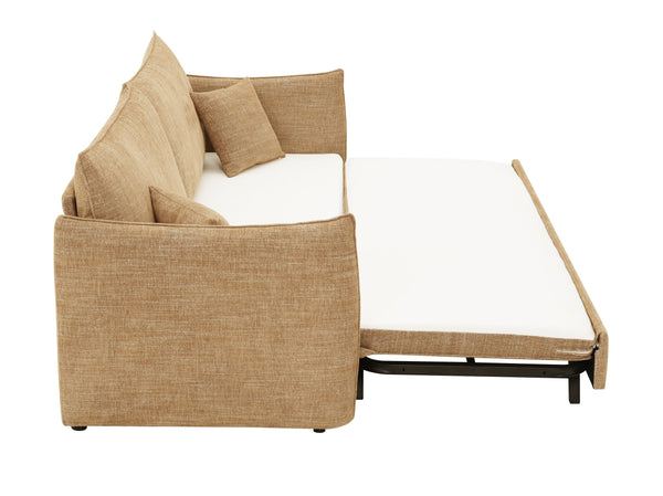 English Elm Cadie Mocha Chenille Sofa Bed with 2 Pillows — Tufted Full-Size Sleeper, Pocket Coil Comfort B2726S00569