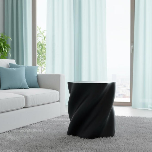 English Elm 19.69'' Petal Shaped Fiberglass Drum Side Table Sculptural Organic Modern Living Room W2664P462012