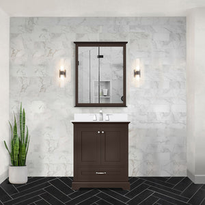 English Elm Espresso 30 in. Single Bath Vanity with Cultured Marble Top, Solid Wood, Soft-Close, Pre-Drilled Faucet B2731P258323