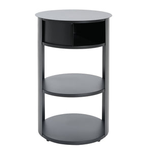 English Elm Christopher Knight Home® - Indoor 3-Tier Metal Round Side Table with Sliding Door Cabinet, Sturdy Iron, No-Assembly Modern Chic Matte Black N772P301522B