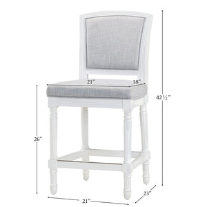 English Elm 26" Counter Stool Weathered Frame Woven Upholstery Turned Legs Kitchen Island Seating White B2751P436454