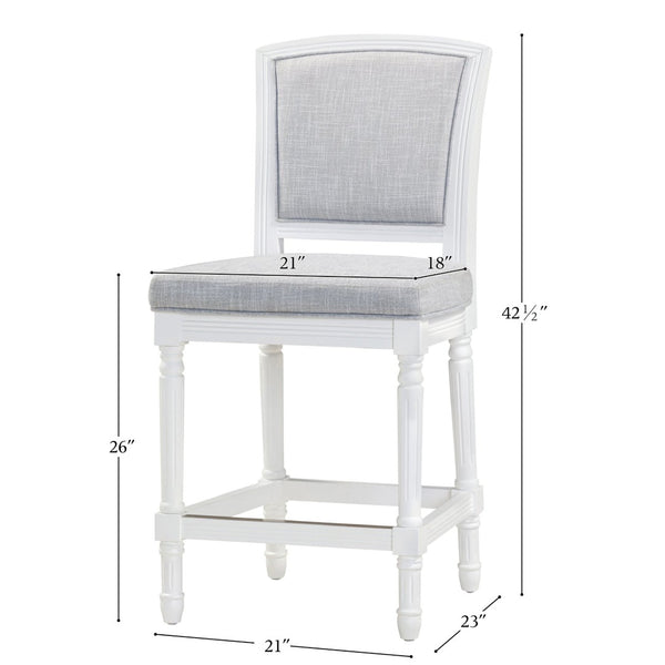 English Elm 26" Counter Stool Weathered Frame Woven Upholstery Turned Legs Kitchen Island Seating White B2751P436454