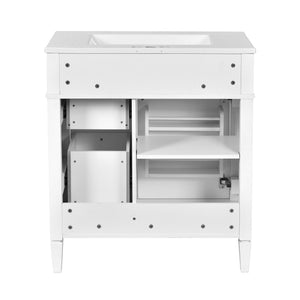 English Elm 30'' Modern Bathroom Vanity Set With Ceramic Sink & Mirror Cabinet - Stylish Storage Solution! SW000127AAK-1