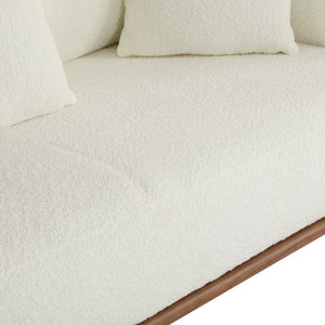 English Elm Round Arm Curved Sofa Plush Upholstered Mid-century Living Room Lounge Seating Beige N771P270523M