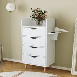 English Elm 4 Salon Storage Cabinet with 4 Drawers, 2 Hair Dryer Holders, Raised Legs — Compact Styling Station Organizer for Salon & Home W331P248070