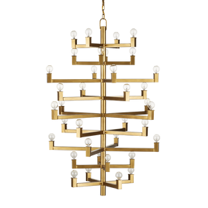 Andre Chandelier - Stunning Brass Modern Light Fixture with 36 Bulb Capacity for High Ceilings