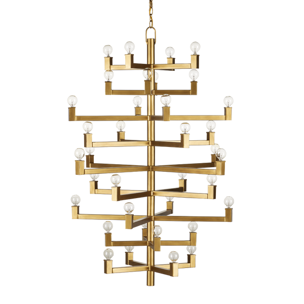 Andre Chandelier - Stunning Brass Modern Light Fixture with 36 Bulb Capacity for High Ceilings