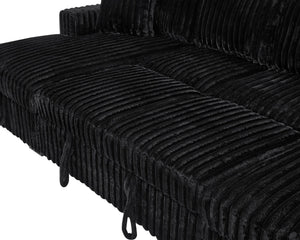English Elm U U Shaped Sleeper Sofa with Pull-Out Bed and Hidden Chaise Storage, Plush Corduroy Comfort Black W1417S00136
