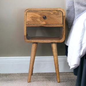 English Elm Solid Wood Mini Nightstand With 1 Drawer & Open Slot - Stylish Oak Finish For Small Spaces B182P279316-GIGA
