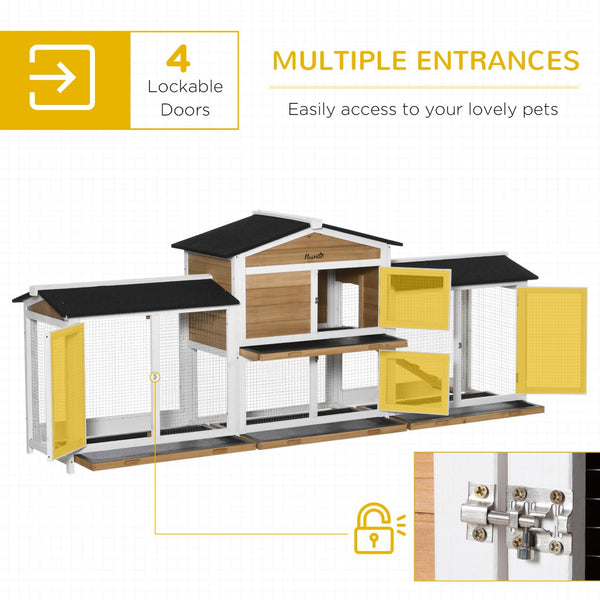 English Elm Pawhut Solid Fir Wood Rabbit Hutch with Side Runs Ramp and Leak Proof Trays W2225P173744