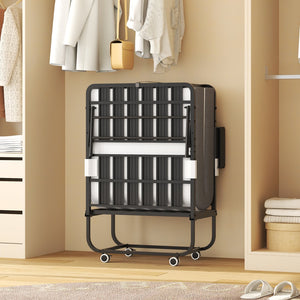 English Elm 75" Folding Bed with Adjustable Headboard, 5" Memory Foam, 450lb Capacity, Space-Saving Rollaway Twin on Wheels T2398P403867