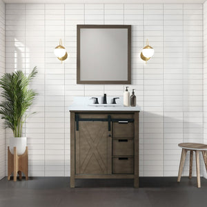 English Elm Rustic Brown Bath Vanity With White Quartz Countertop - Stylish Storage, Easy Install, Durable Design B2731P260012-GIGA