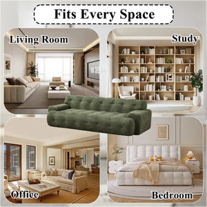English Elm [video]87.4-inch Cloud Series Chenille Three-seater Sofa with Tufted Square Arms for Living Rooms Green W3505P383949