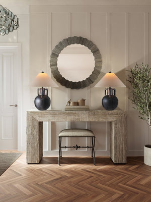 Currey & Company Autry Table Lamp - Unique Ceramic Jug Design With Hand-sprayed Glaze, Bronze Hardware & Empire Shade Gray Ceramic 6000-1035-currey-company